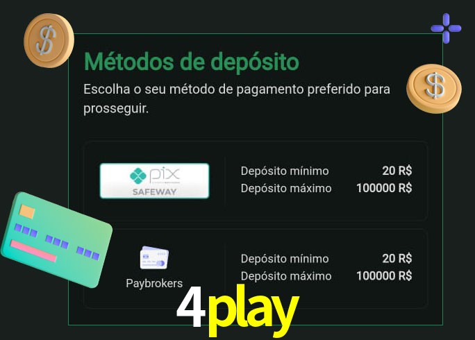 O cassino 4play oferece uma grande variedade de métodos de pagamento